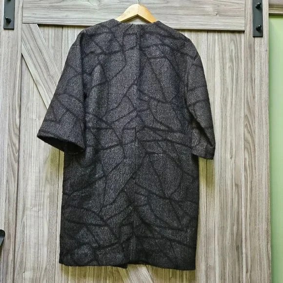 Eileen Fisher Petite Wool Alpaca Blend Coat Black/Gray